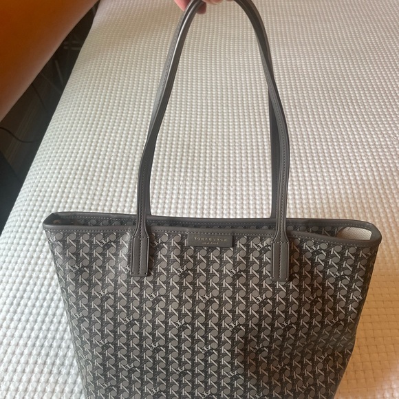 Tory Burch Gray Geometric Print Tote - Picture 2 of 15